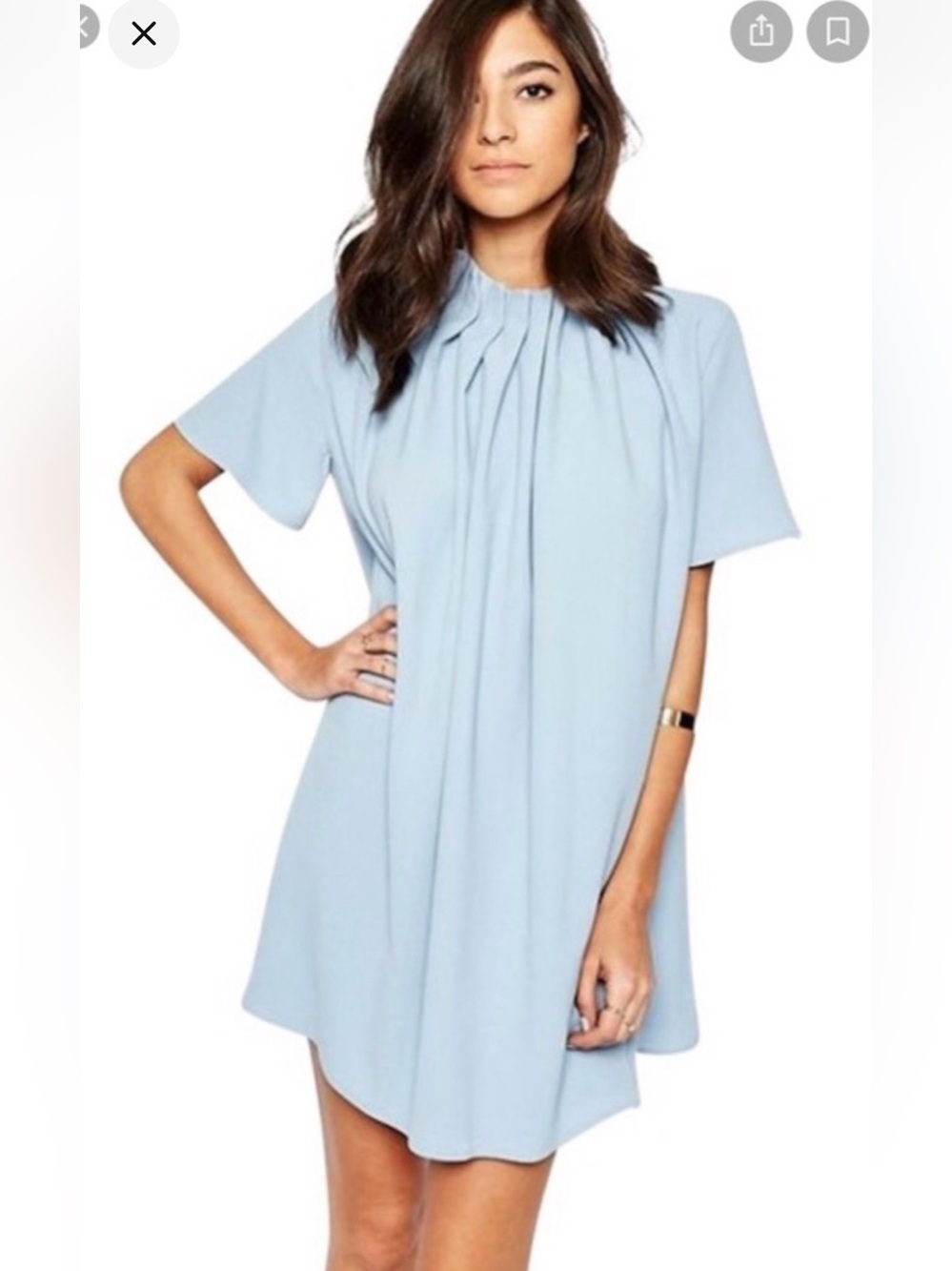 Keepsake The Label Size XXS Blue Pleated Shift Dress  Short Sleeve Mini Dress